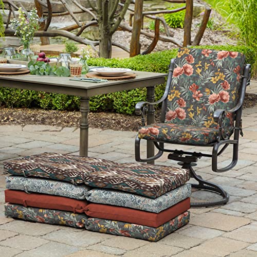 Arden Outdoor Dining Chair Cushion, 20 x 20, Rain-Proof, Peacock Blue Green Texture J4105