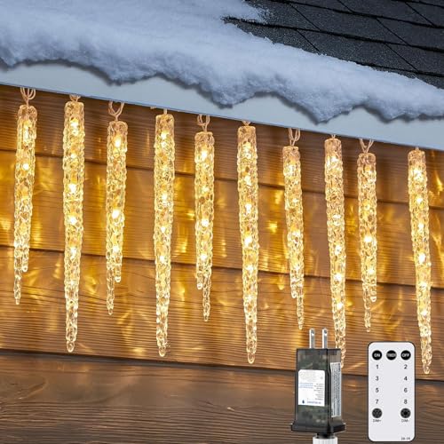 Icicle Lights for Outside with Remote, 30ft 150 LED, Cool White X82678