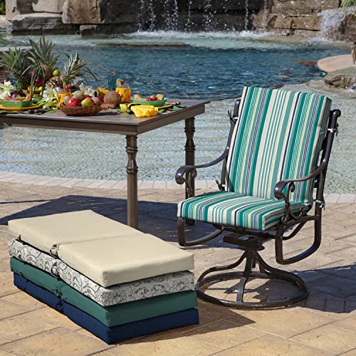 Arden Outdoor Dining Chair Cushion, 20 x 20, Rain-Proof, Peacock Blue Green Texture J4105