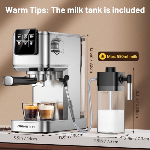 Espresso Coffee Machine with Milk Tank, 20Bar Touch Screen E995