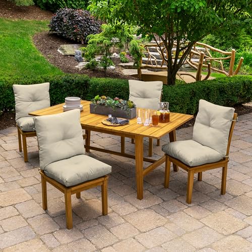 Arden Outdoor Plush Tufted Dining Chair Cushion, 21 x 40, Black Cabana Stripe I23003