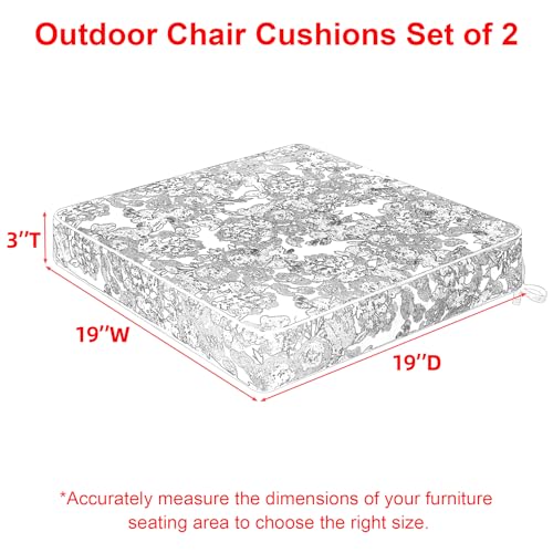 Favoyard Patio Chair Cushions 19 x 19 x 3 Inch Waterproof Outdoor Set of 2, Beige Q67095