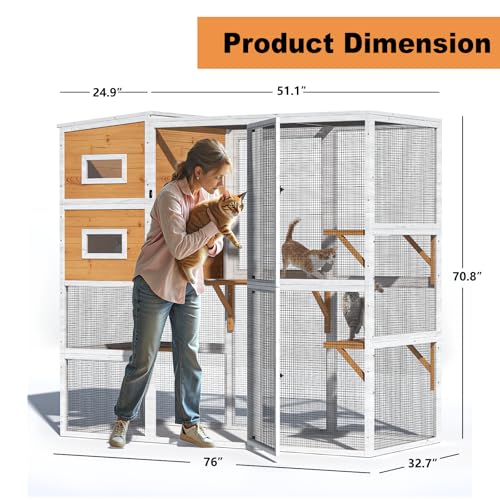 Catio Outdoor Cat Enclosure, Large Walk-in Cat Cage with Waterproof Cover, 72 inch X803947
