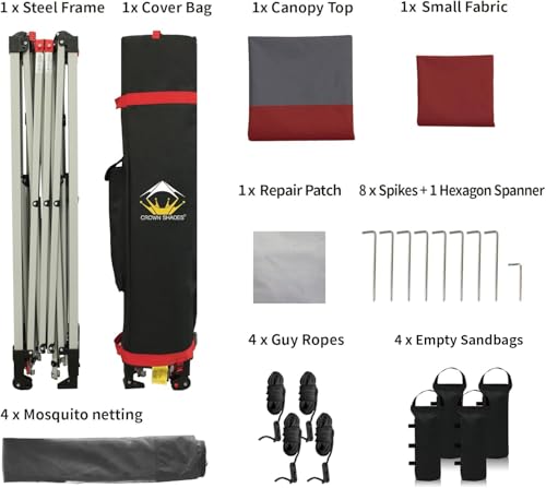 CROWN SHADES 13x13 Pop Up Gazebo with Wheeled STO-N-Go Cover Bag (Grey) N449398