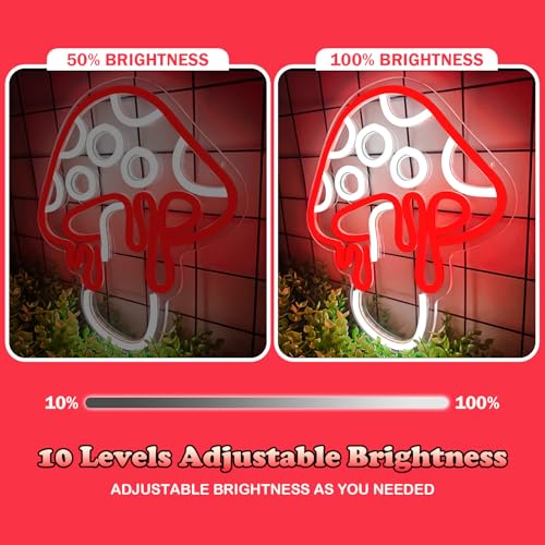 Mushroom Neon Sign Dimmable LED Night Light Wall Art for Bedroom Decor O27662