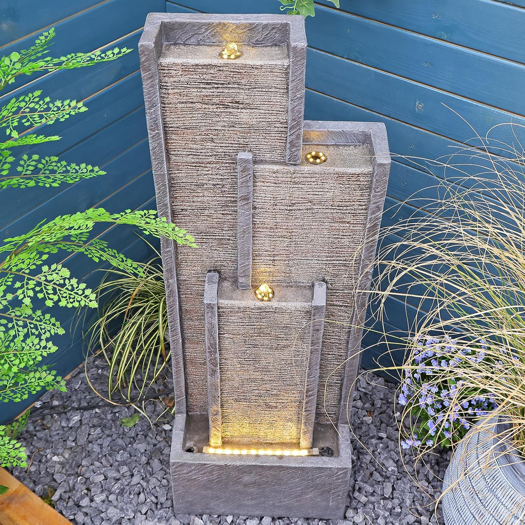 Indoor Outdoor Waterfall Fountain with LED Lights 39.3 Inches Tall D544950