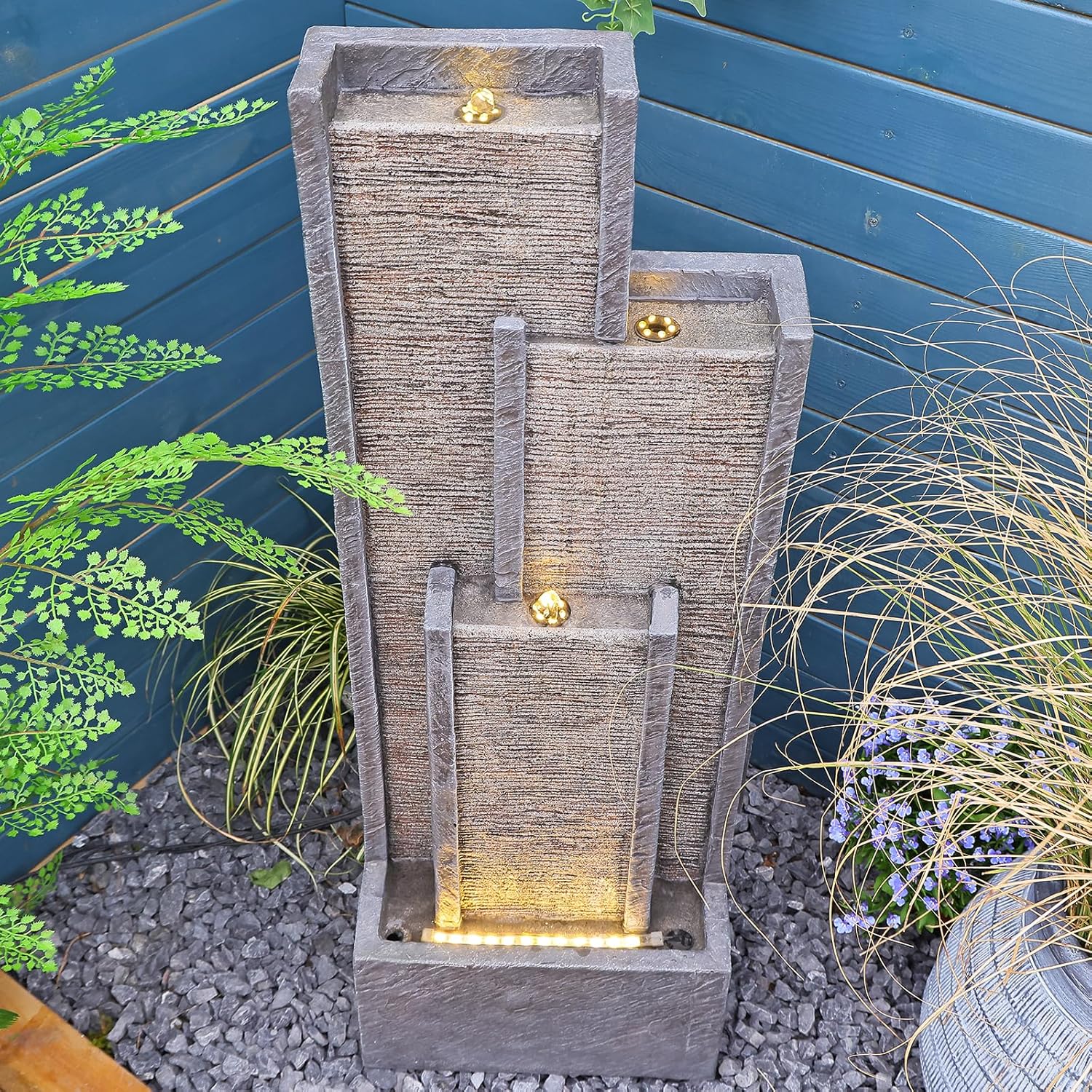 Indoor Outdoor Waterfall Fountain with LED Lights 39.3 Inches Tall D544950
