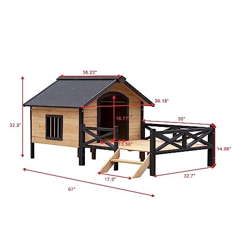 Large Wooden Dog Kennel with Porch P8565