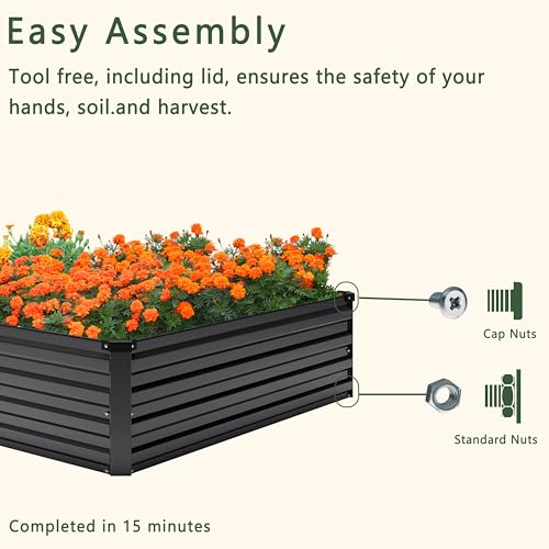 2PCS Galvanized Raised Garden Bed Kit, Metal Planter Box for Outdoor Planting Q36624