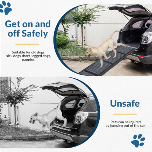 67" Foldable Dog Ramp for Cars, SUVs & Trucks - Non-Slip Surface for Medium Dogs I953112