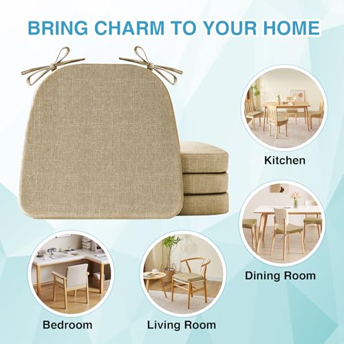 Chair Cushions for Dining Chairs Set of 4, Non Slip with Ties, Black H39445
