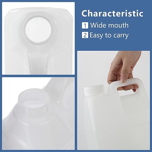 2.5 Gallon Clear Plastic Jugs with Lids, HDPE Containers F9409