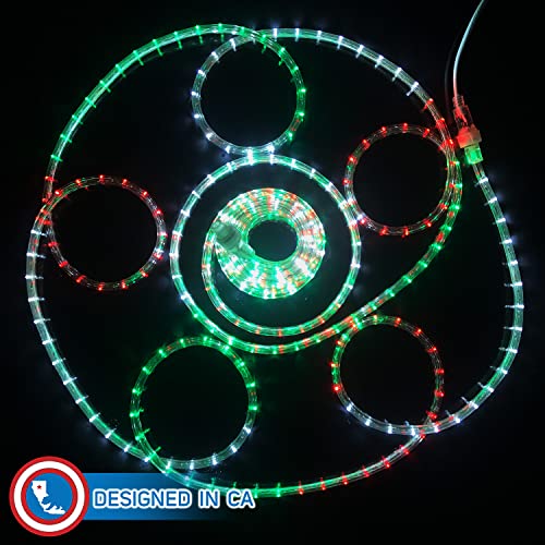 Russell Decor LED Rope Lights Red White Blue 30ft with Remote Control C9460