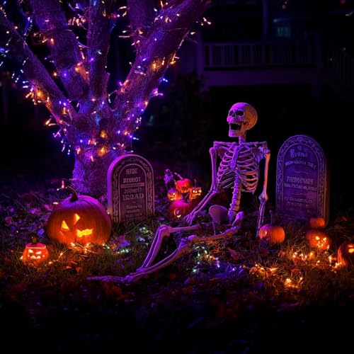 TW SHINE Halloween Lights 328FT Outdoor String Lights with Remote, Purple & Orange F53527