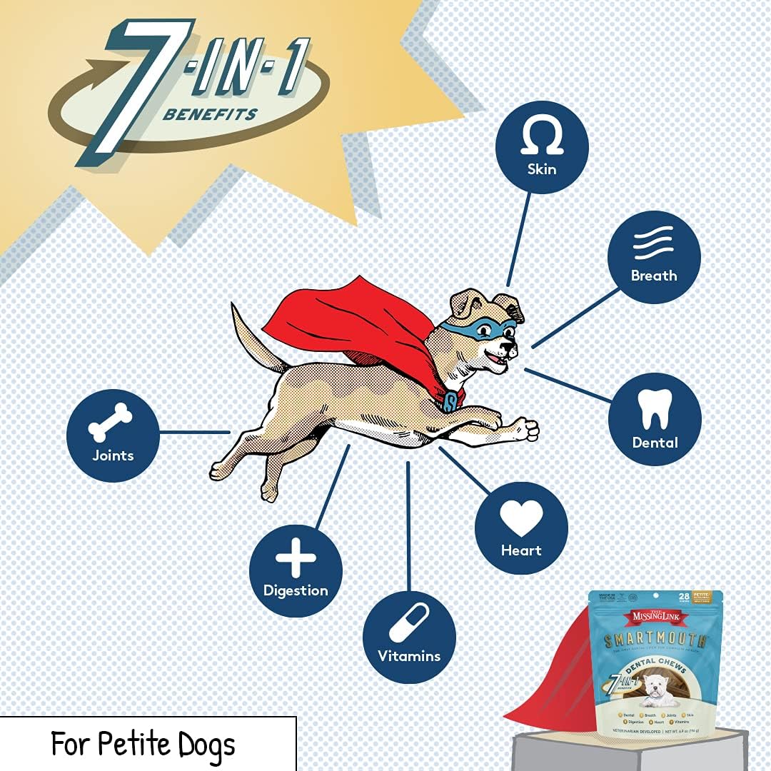 The Missing Link Smartmouth Dental Chew Treats for Small Dogs, 28 Ct J50879