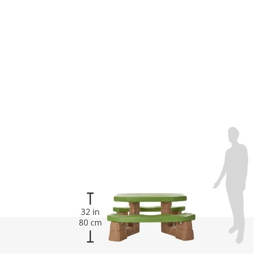 Step2 Naturally Playful Kids Picnic Table with Umbrella, Indoor/Outdoor, Blue & Green A12222