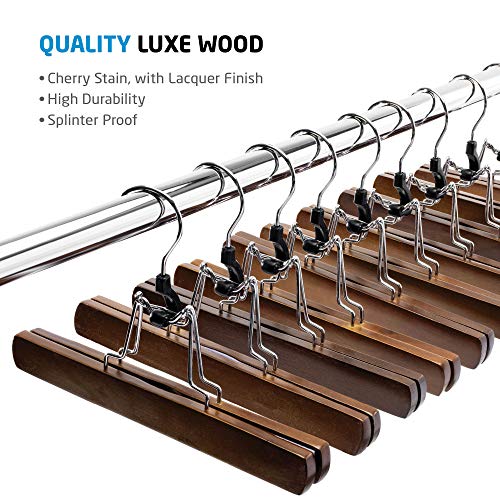 ZOBER Wooden Pants Hangers with Clips 20 Pack Non Slip Skirt Hangers D621003