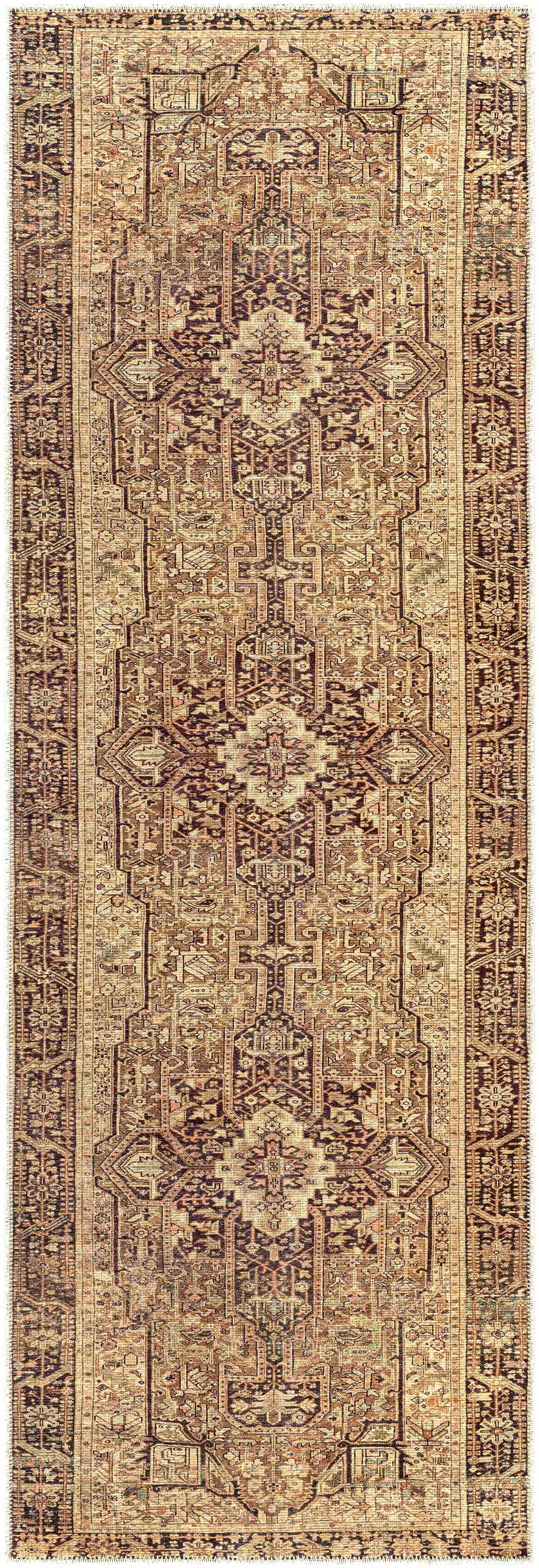 Hauteloom Buliran Traditional Machine Washable Area Rug Brown Green 7'10" x 10'2" Q78028