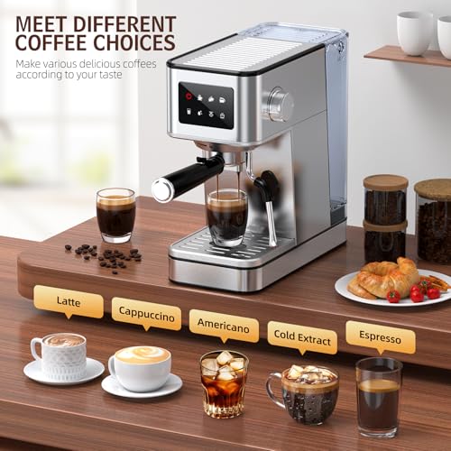 Espresso Machine with Milk Frother, 20 Bar, Stainless Steel G117