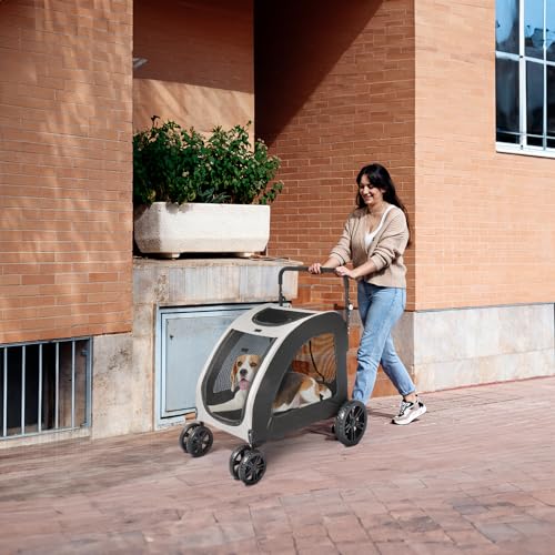 3 Wheel Dog Cat Puppy Stroller Foldable Lightweight Pet Wagon with Cup Holder S586803
