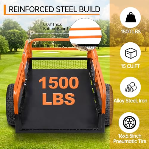 Heavy Duty Steel Dump Cart 1600 Lb Capacity Utility Garden Trailer X511