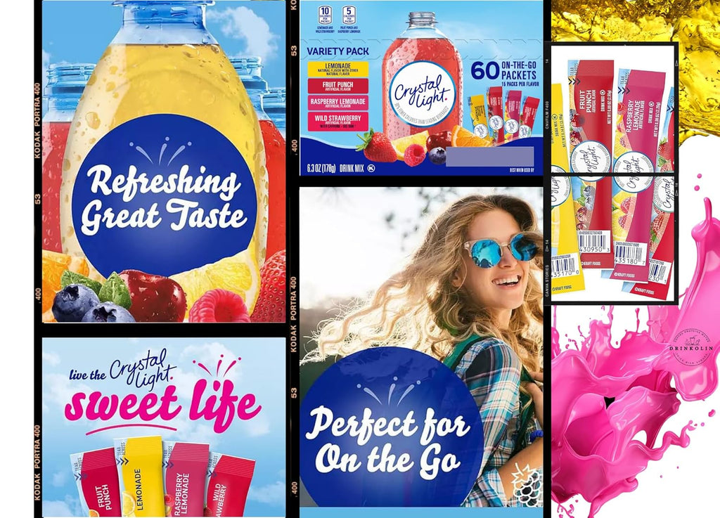 Crystal Light Variety Pack 60 Flavored Drink Mix Packets Sugar-Free O801