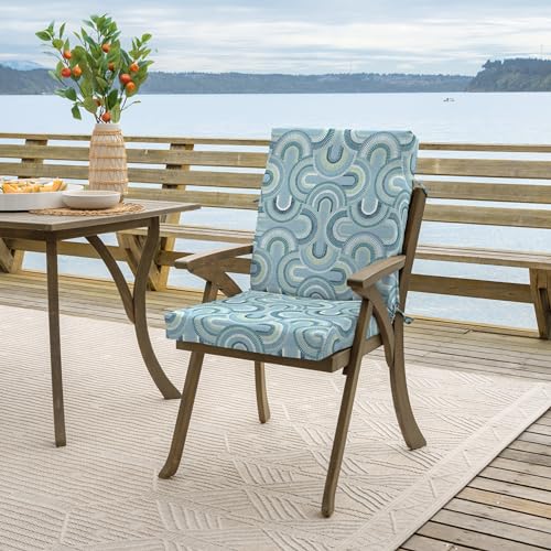 Arden Outdoor Dining Chair Cushion, 20 x 20, Rain-Proof, Peacock Blue Green Texture J4105