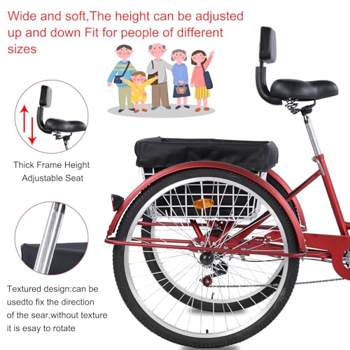 Adult Tricycle 26-Inch 3-Wheel Cruiser Bike with Basket and Adjustable Seat B1178