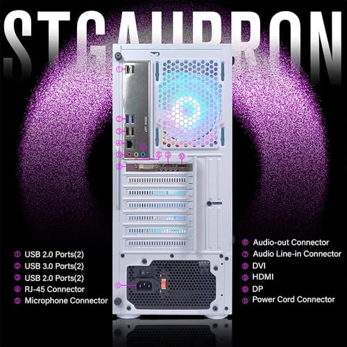 STGAubron Gaming PC Desktop, Intel Core i7, Radeon RX 580 8G, 16G RAM, 512G SSD G93438