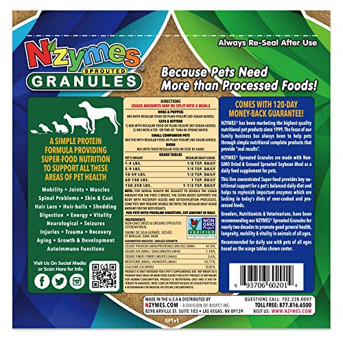 Nzymes® Sprouted Granules 1LBS for Dogs, Cats, and Companion Pets J93246