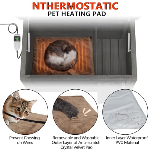 GDLF Outdoor Feral Cat House Heated Cat Shelter with All-Round Insulation Q5137