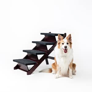 MEWANG Wooden Pet Stairs for Beds and Cars, Foldable 2-in-1 Ramp, Brown E16630