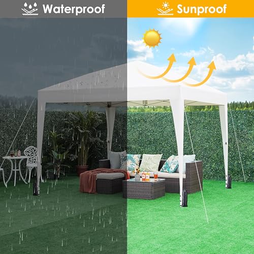 Yaheetech 10x10 Pop Up Canopy with 4 Removable Sidewalls, White F109731