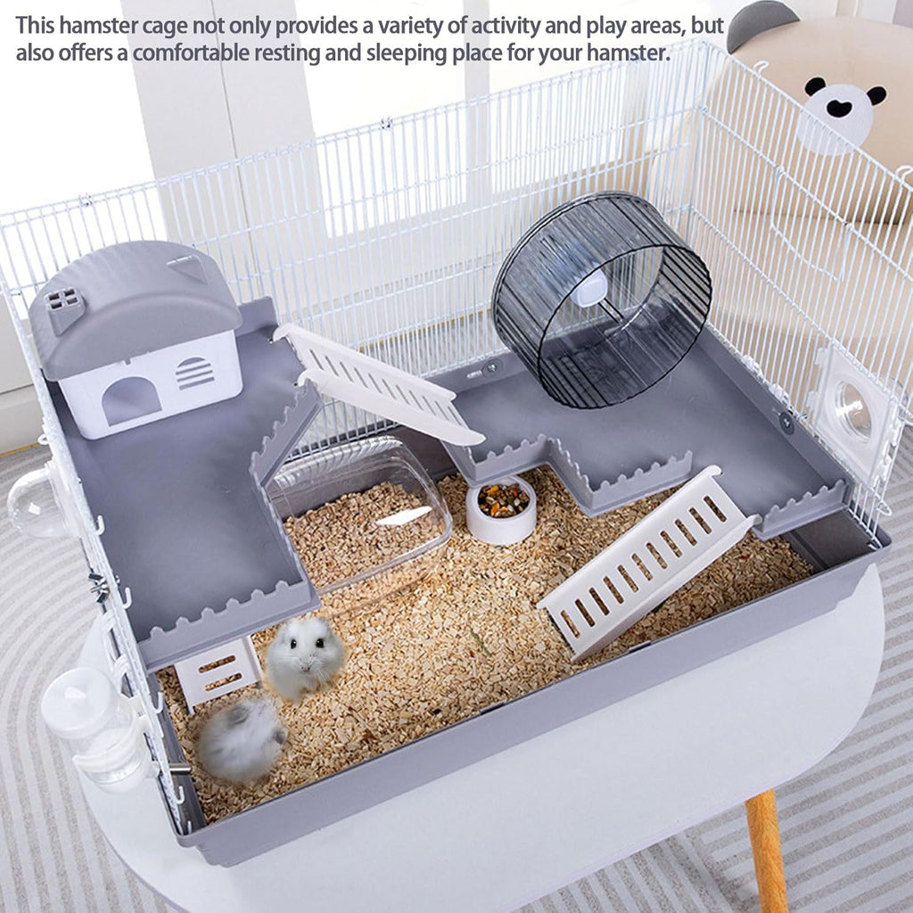 kathson Hamster Cage with Accessories, 3-Level, Grey E233111