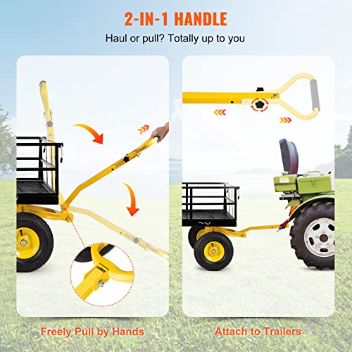 VEVOR 900 Lbs Heavy Duty Steel Garden Cart with 10" Tires and Removable Sides J262