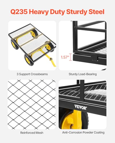 VEVOR 900 Lbs Heavy Duty Steel Garden Cart with 10" Tires and Removable Sides J262