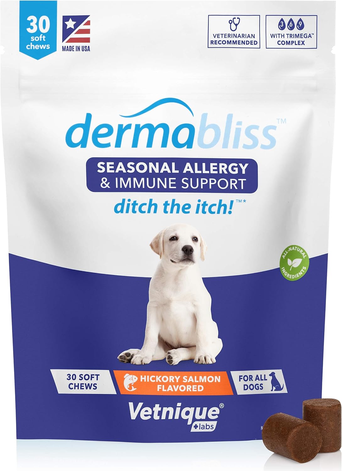 Glandex Anal Gland Support Chews 120ct Pork Liver & Dermabliss Allergy Chews 30ct L588