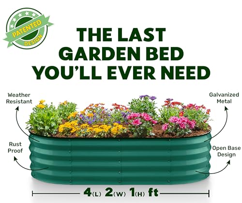 Galvanized Raised Garden Bed 4×2×1 ft Metal Planter Box for Vegetables, Flowers M146044
