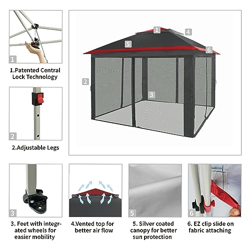 CROWN SHADES 13x13 Pop Up Gazebo with Wheeled STO-N-Go Cover Bag (Grey) N449398