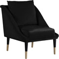 Pemberly Row Contemporary Velvet Accent Chair in Soft Black/Black/Gold