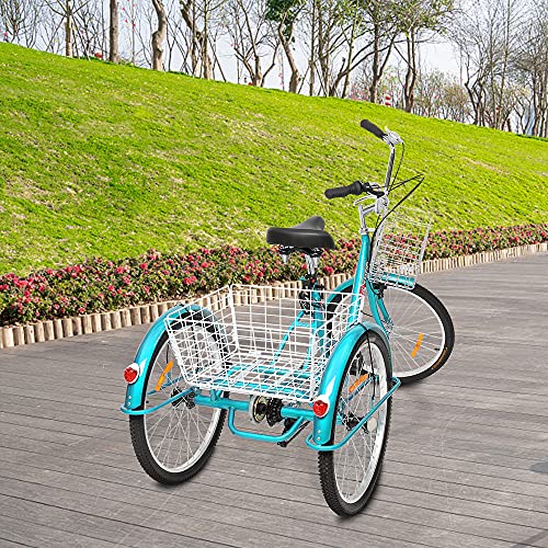 PEXMOR Adult Tricycle 7 Speed, 24/26 Inch 3 Wheel Bike with Baskets V3858