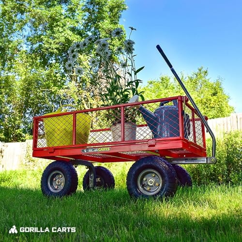 Gorilla Carts Steel Utility Wagon with Removable Side Panels, 1000 lb Capacity, Gray U674568