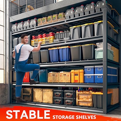 REIBII 60" W Garage Shelving Heavy Duty Metal Storage Shelves L4095