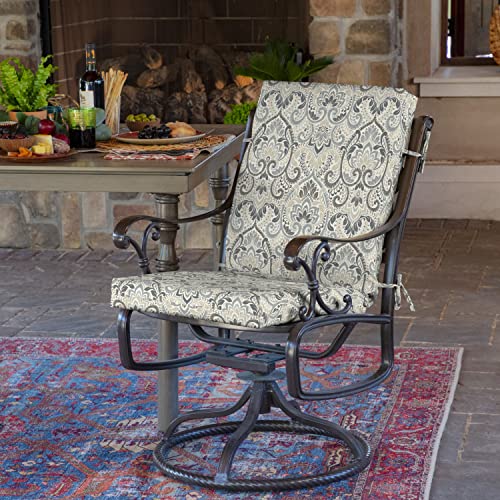 Arden Outdoor Dining Chair Cushion, 20 x 20, Rain-Proof, Peacock Blue Green Texture J4105