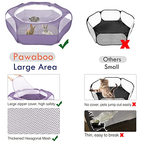 Pawaboo Small Animals Playpen, Waterproof Pet Cage Tent with Zippered Cover, Portable Outdoor Yard Fence, Green C9530