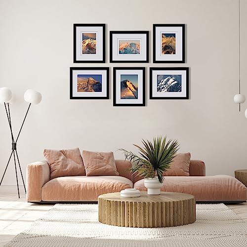 Egofine 8x10 Picture Frames Set of 6, Solid Wood with Plexiglass, White T6319