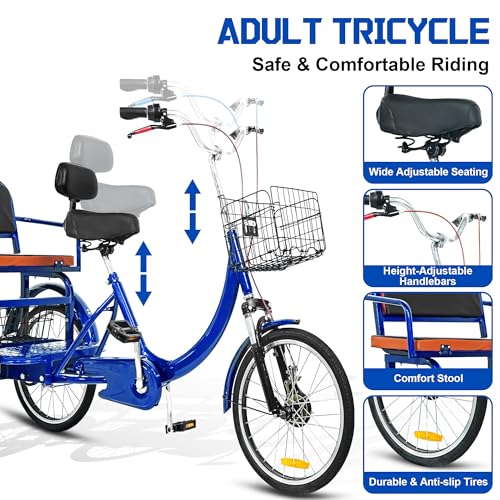 MOOITZ Adult Tricycle 20 Inch 3-Wheel Low Step-Through Cruiser Bike with Baskets X437
