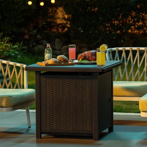 BALI OUTDOORS 50000 BTU Propane Fire Pit Table, 30 in Square Outdoor Firepit U6462