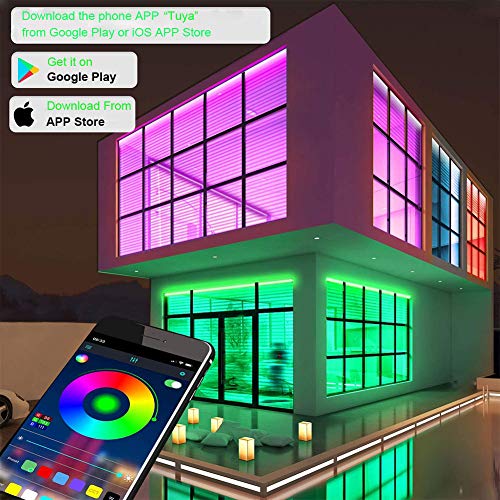 WiFi RGB LED Strip Lights 30ft Dimmable Waterproof with App Control S57509
