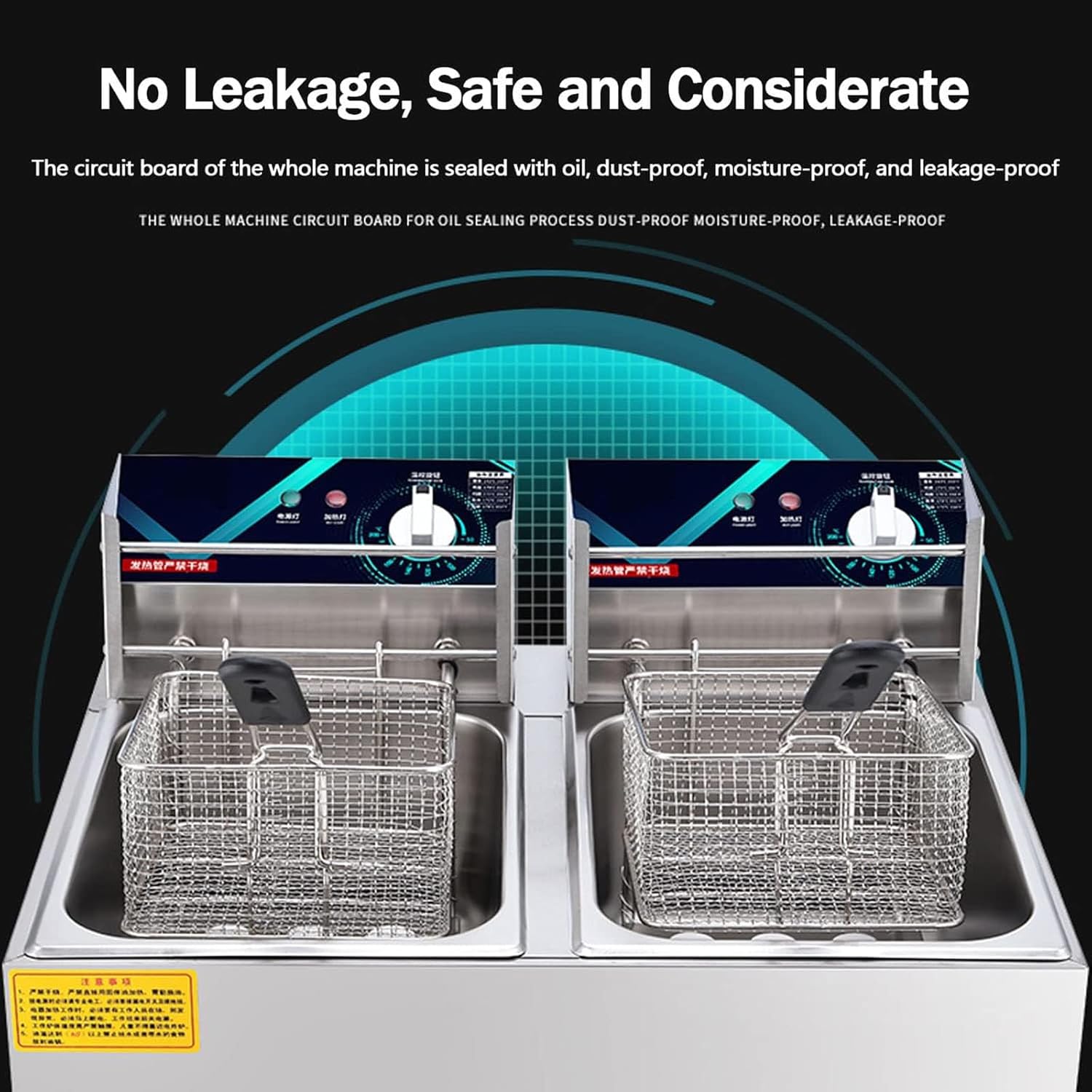 20L Electric Double-Cylinder Stainless Steel Deep Fat Fryer with 2 Baskets P8201